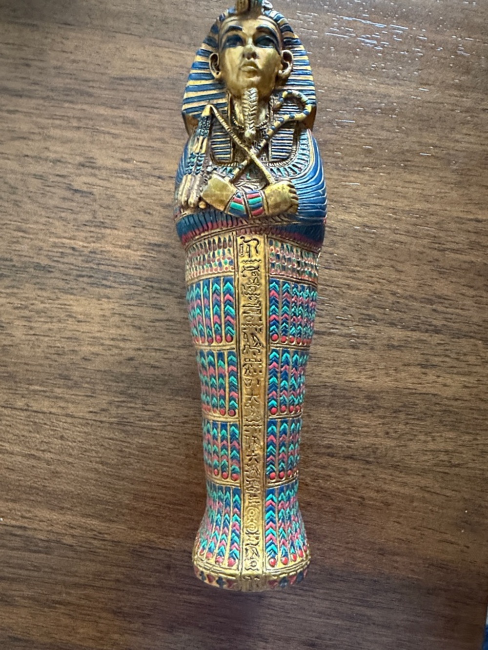 AGI Gold and Blue Egyptian Sarcophagus Accent Figurine